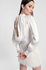 VESTIDO PÉROLA COM FRANJAS E COSTAS ABERTAS DIXIE - Image 3