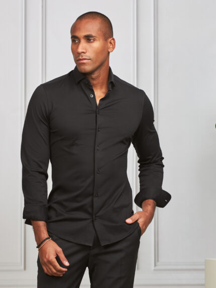 CAMISA STRETCH EASY-IRON PRETA SLIM FIT ZOLF