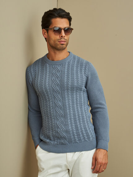 CAMISOLA TRICOT TRANÇADA AZUL ZOLF