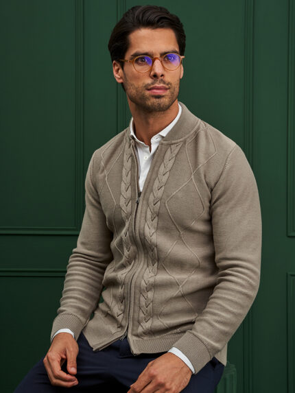 CASACO TRICOT ESTRUTURADO TAUPE ZOLF