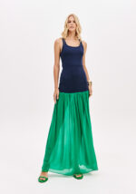VESTIDO COMPRIDO AZUL MARINHO E VERDE LANÇA PERFUME - Image 6