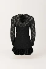 VESTIDO CURTO EM RENDA COM FOLHO EM VELUDO SAHOCO - Image 17