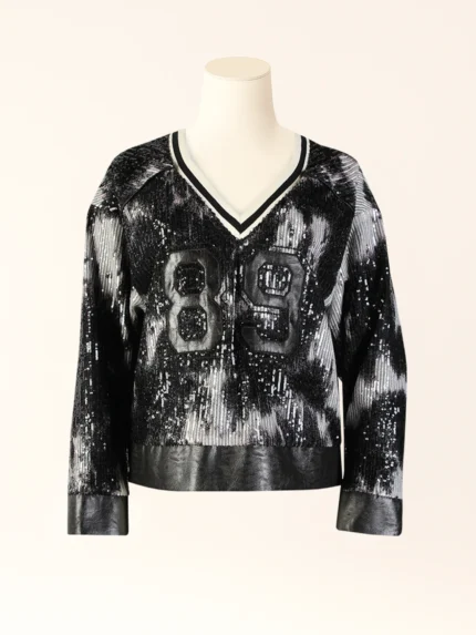 CAMISOLA DE LANTEJOULAS PRETA SAHOCO