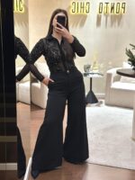 CALÇA PRETA COM BOTÃO DOURADO PONTO CHIC