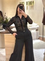 CALÇA PRETA COM BOTÃO DOURADO PONTO CHIC - Image 4