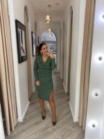 VESTIDO VERDE DRAPEADO PONTO CHIC - Image 5