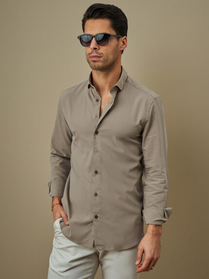 CAMISA RELAXED FIT TAUPE ZOLF