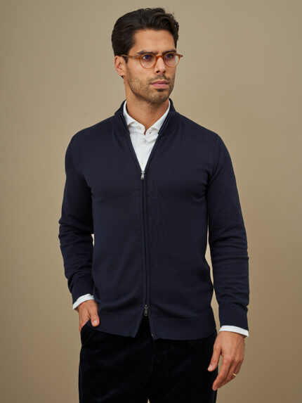 CASACO TRICOT DUPLO FECHO AZUL ZOLF