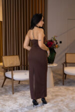 VESTIDO MIDI CASTANHO COM ALÇAS PONTO CHIC - Image 5
