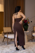 VESTIDO MIDI CASTANHO COM ALÇAS PONTO CHIC - Image 6