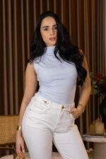 BODY AZUL CLARO SEM MANGAS PONTO CHIC
