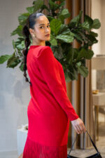 VESTIDO VERMELHO MIDI COM FRANJAS PONTO CHIC - Image 6
