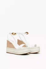 SANDÁLIA PLATAFORMA EM RÁFIA OFF WHITE LANÇA PERFUME