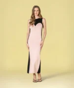 VESTIDO DE MALHA ROSA E PRETO COM RECORTE CORAÇÃO RUGA - Image 5