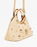 BOLSA DE MÃO EM PALHA COM PEGA DOURADA LANÇA PERFUME - Image 2
