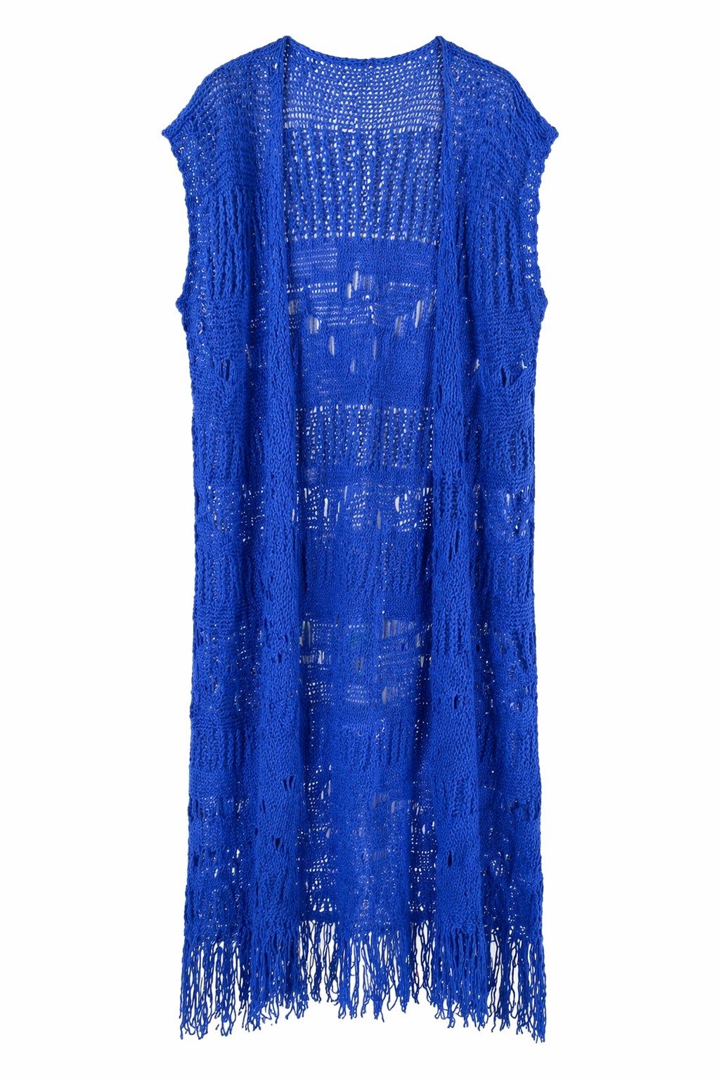 8384d050-b62d-4268-a8fc-8f847a24ea00 COLETE / KIMONO EM MALHA AZUL COM FRANJAS PONTO CHIC - Image 1