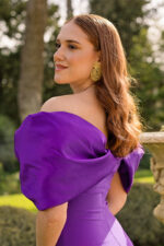 VESTIDO LONGO ROXO COM LAÇO ESTRUTURADO NOS OMBROS PONTO CHIC - Image 3