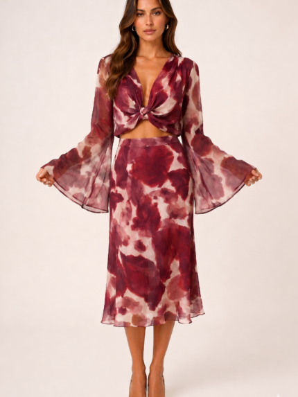 SAIA MIDI ESTAMPADA ABSTRATO DIXIE