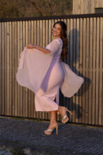 VESTIDO MIDI ROSA COM MANGA FLUIDA PONTO CHIC - Image 6