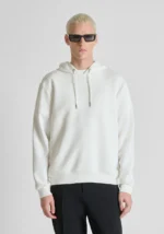 SWEAT SHIRT BRANCA COM CAPUZ E LOGOTIPO EM RELEVO ANTONY MORATO