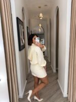 VESTIDO CURTO BEGE COM RENDA NAS COSTAS PONTO CHIC - Image 3