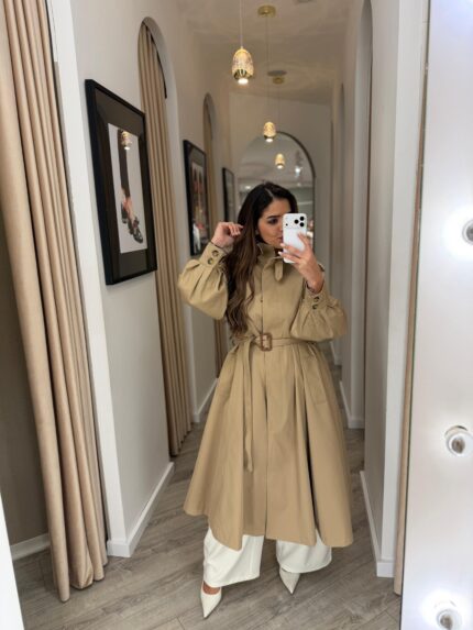 TRENCH COAT BEGE COM CINTO PONTO CHIC