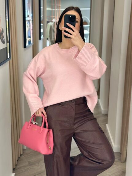 CAMISOLA DE MALHA ROSA SUAVE PONTO CHIC