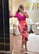 VESTIDO MIDI BICOLOR COM ESTAMPADO ARTÍSTICO PONTO CHIC - Image 3