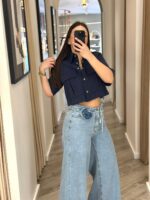 CALÇAS DE GANGA WIDE LEG COM CINTO ROSA DENIM DIXIE - Image 4