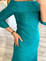 VESTIDO MIDI AZUL TURQUESA TEXTURADO CAI-CAI PONTO CHIC - Image 5