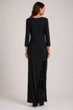 VESTIDO PRETO DRAPEADO COM FRANJAS EM LANTEJOULA PONTO CHIC - Image 2