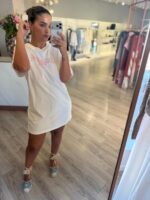 VESTIDO BRANCO COM ESTAMPADO ROSA LANÇA PERFUME - Image 2