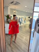 VESTIDO CURTO VERMELHO PLISSADO COM ALÇAS FINAS RINASCIMENTO - Image 5