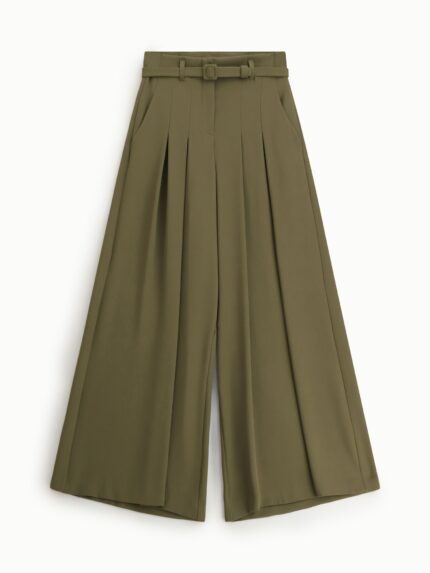 CALÇA VERDE OLIVA FLUIDA COM CINTO IMPERIAL