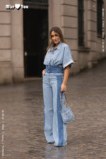 CAMISA DE GANGA AZUL COM BOTÕES JOIA E DETALHE EM CONTRASTE MISS YOU - Image 4