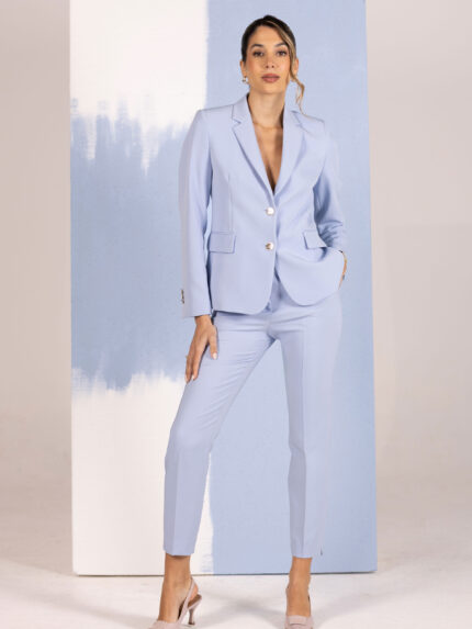 CALÇA DE ALFAIATARIA AZUL CLARO COM VINCO FERRACHE