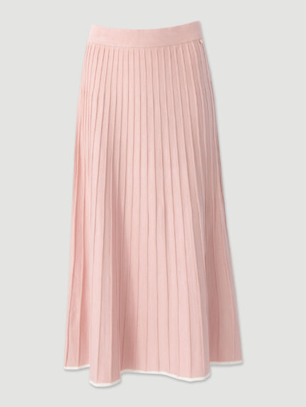 SAIA MIDI DE MALHA COM NERVURAS ROSA FERRACHE