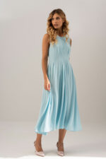 VESTIDO MIDI AZUL COM PREGAS FERRACHE - Image 3