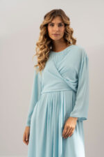 BOLERO FLUIDO EM CHIFFON AZUL FERRACHE