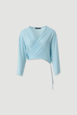 BOLERO FLUIDO EM CHIFFON AZUL FERRACHE - Image 4