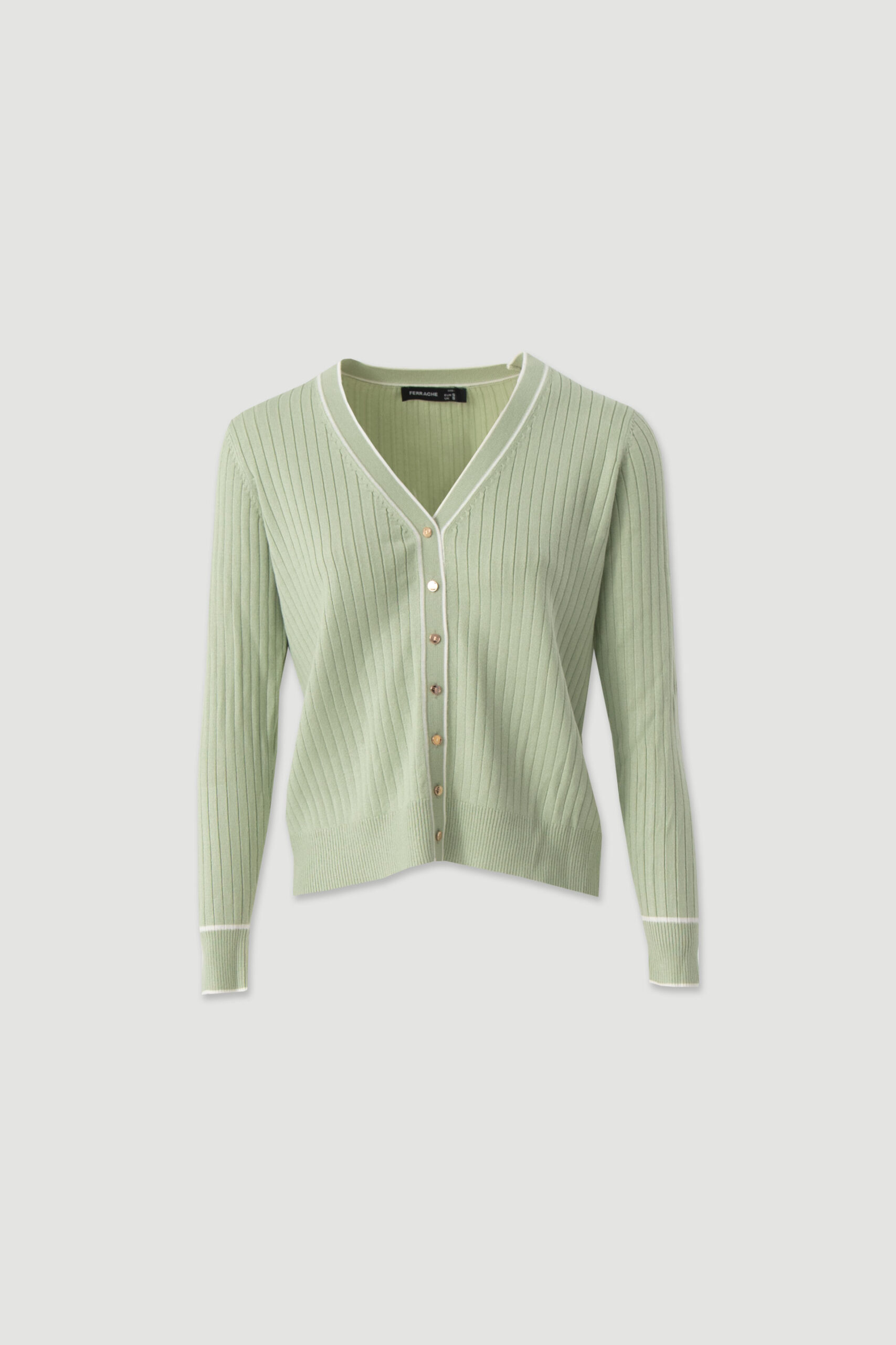 1772642468_63bb87bd6e31724bf3c86b3a5e71a5b0 CARDIGAN DE MALHA VERDE CANELADA FERRACHE - Image 1