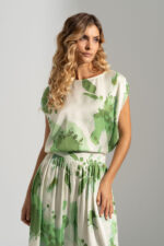 BLUSA VERDE ESTAMPADA COM MANGA FLUIDA FERRACHE - Image 3