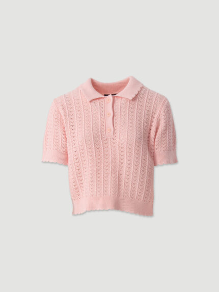POLO DE MALHA ROSA TEXTURADO FERRACHE