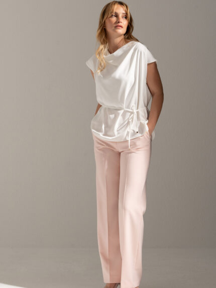 CALÇA ROSA STRAIGHT COM CINTURA ELÁSTICA PERSONALIZADA FERRACHE