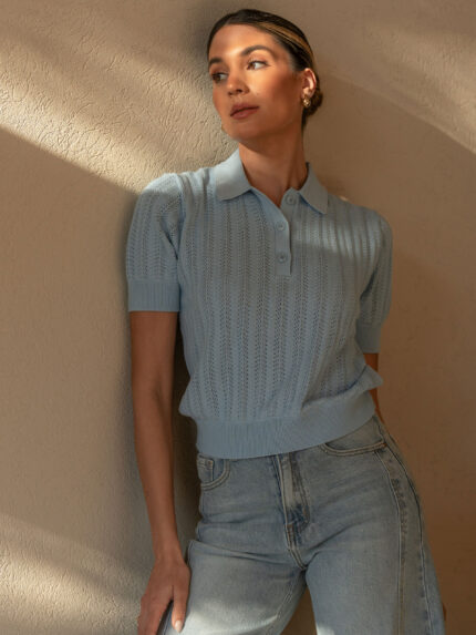 POLO DE MALHA AZUL TEXTURADO FERRACHE