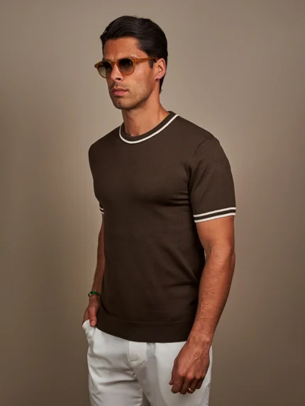 T-SHIRT TRICOT BICOLOR CACAU ZOLF