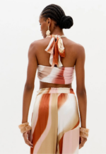 TOP ESTAMPADO ROSA E CAMEL COM DETALHE DOURADO LANÇA PERFUME - Image 3