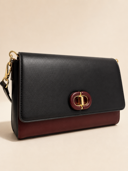 MALA PRETA E BORDEAUX COM FECHO DOURADO PONTO CHIC