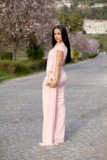 VESTIDO ROSA DRAPEADO COM DETALHE METÁLICO PONTO CHIC - Image 3