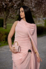 VESTIDO ROSA DRAPEADO COM DETALHE METÁLICO PONTO CHIC - Image 5